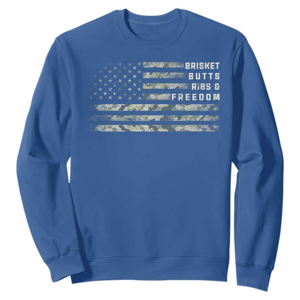 BBQ Sweatshirt Grilling Gifts For Grill Dad Meat Smoker Grill Camo Flag TS10 Royal Blue Print Your Wear