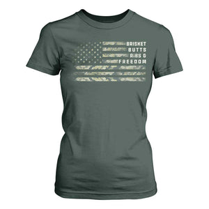 BBQ T Shirt For Women Grilling Gifts For Grill Dad Meat Smoker Grill Camo Flag TS10 Dark Forest Green Print Your Wear