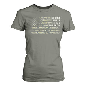 BBQ T Shirt For Women Grilling Gifts For Grill Dad Meat Smoker Grill Camo Flag TS10 Military Green Print Your Wear