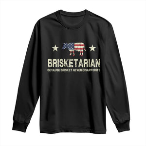 BBQ Long Sleeve Shirt Brisketarian Because Brisket Never Disappoints American Flag TS10 Black Print Your Wear