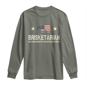 BBQ Long Sleeve Shirt Brisketarian Because Brisket Never Disappoints American Flag TS10 Military Green Print Your Wear