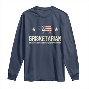 BBQ Long Sleeve Shirt Brisketarian Because Brisket Never Disappoints American Flag TS10 Navy Print Your Wear