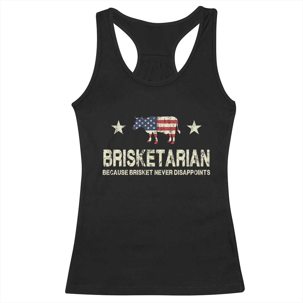 BBQ Racerback Tank Top Brisketarian Because Brisket Never Disappoints American Flag TS10 Black Print Your Wear