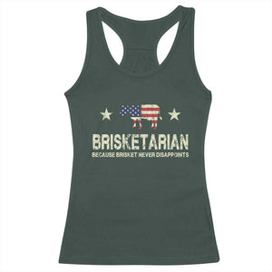 BBQ Racerback Tank Top Brisketarian Because Brisket Never Disappoints American Flag TS10 Dark Forest Green Print Your Wear