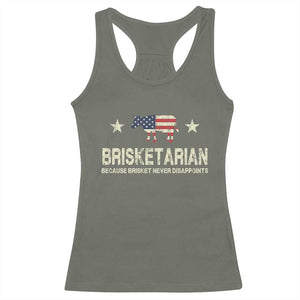 BBQ Racerback Tank Top Brisketarian Because Brisket Never Disappoints American Flag TS10 Military Green Print Your Wear