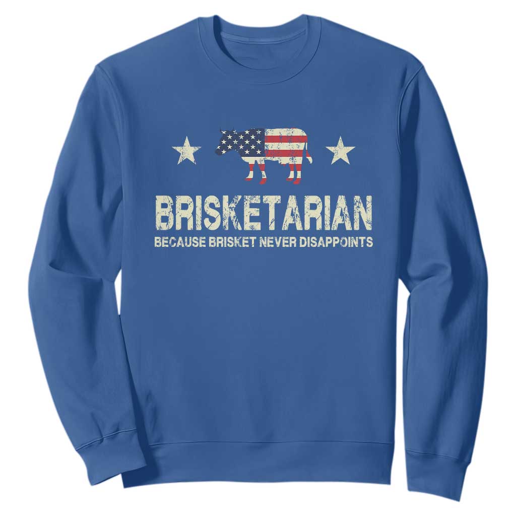 BBQ Sweatshirt Brisketarian Because Brisket Never Disappoints American Flag TS10 Royal Blue Print Your Wear