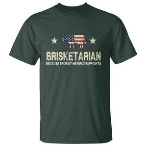 BBQ T Shirt Brisketarian Because Brisket Never Disappoints American Flag TS10 Dark Forest Green Print Your Wear