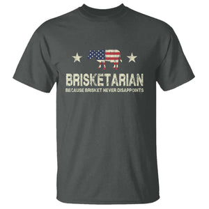 BBQ T Shirt Brisketarian Because Brisket Never Disappoints American Flag TS10 Dark Heather Print Your Wear