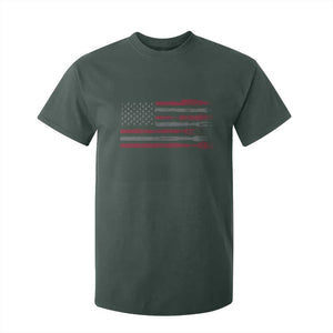 BBQ T Shirt For Kid With Red Line American Flag Meat Smoker Grilling Gifts TS10 Dark Forest Green Print Your Wear