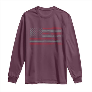 BBQ Long Sleeve Shirt With Red Line American Flag Meat Smoker Grilling Gifts TS10 Maroon Print Your Wear