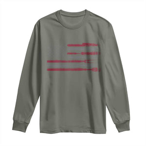 BBQ Long Sleeve Shirt With Red Line American Flag Meat Smoker Grilling Gifts TS10 Military Green Print Your Wear