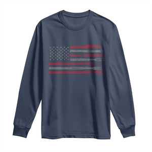 BBQ Long Sleeve Shirt With Red Line American Flag Meat Smoker Grilling Gifts TS10 Navy Print Your Wear