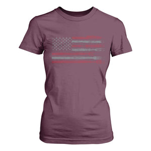 BBQ T Shirt For Women With Red Line American Flag Meat Smoker Grilling Gifts TS10 Maroon Print Your Wear