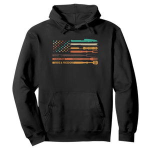 BBQ Hoodie With American Flag Brisket Butts Ribs and Freedom Grilling Gifts TS10 Black Print Your Wear