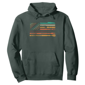 BBQ Hoodie With American Flag Brisket Butts Ribs and Freedom Grilling Gifts TS10 Dark Forest Green Print Your Wear