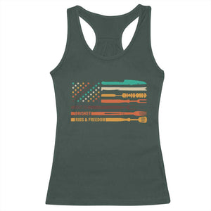 BBQ Racerback Tank Top With American Flag Brisket Butts Ribs and Freedom Grilling Gifts TS10 Dark Forest Green Print Your Wear