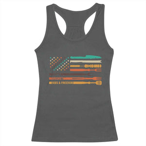 BBQ Racerback Tank Top With American Flag Brisket Butts Ribs and Freedom Grilling Gifts TS10 Dark Heather Print Your Wear