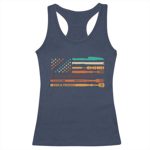 BBQ Racerback Tank Top With American Flag Brisket Butts Ribs and Freedom Grilling Gifts TS10 Navy Print Your Wear