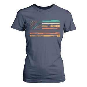 BBQ T Shirt For Women With American Flag Brisket Butts Ribs and Freedom Grilling Gifts TS10 Navy Print Your Wear