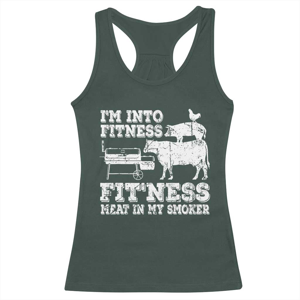 Funny BBQ Racerback Tank Top Meat Smoking Barbeque Griller Grilling Gifts TS10 Dark Forest Green Print Your Wear