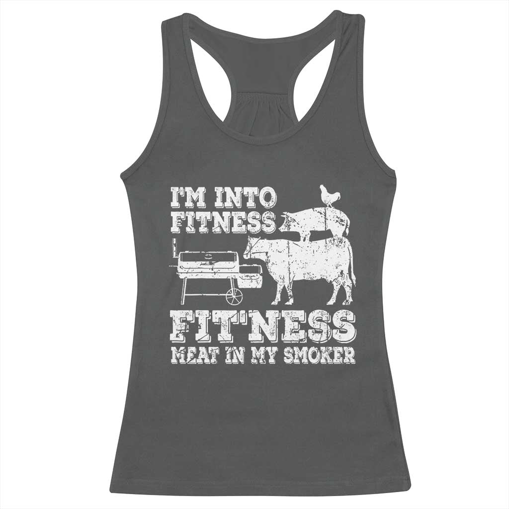 Funny BBQ Racerback Tank Top Meat Smoking Barbeque Griller Grilling Gifts TS10 Dark Heather Print Your Wear
