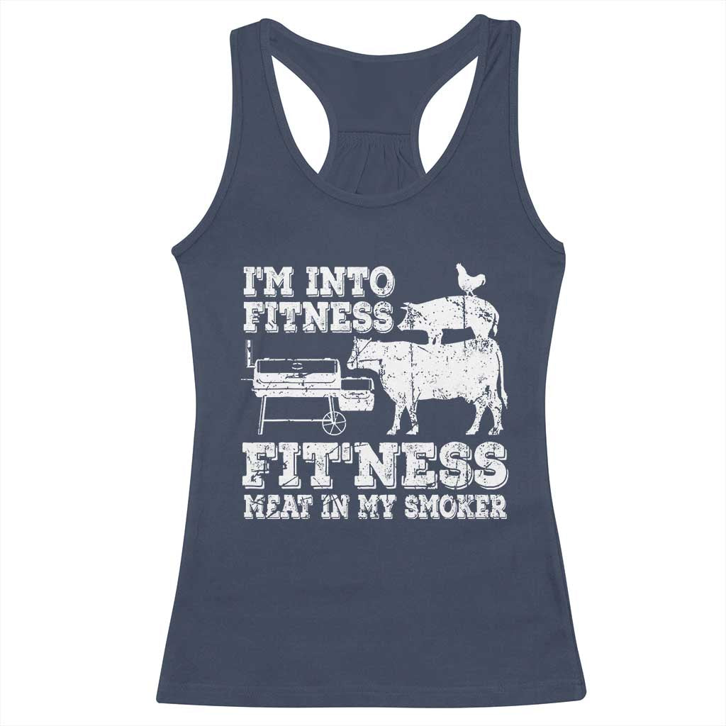 Funny BBQ Racerback Tank Top Meat Smoking Barbeque Griller Grilling Gifts TS10 Navy Print Your Wear