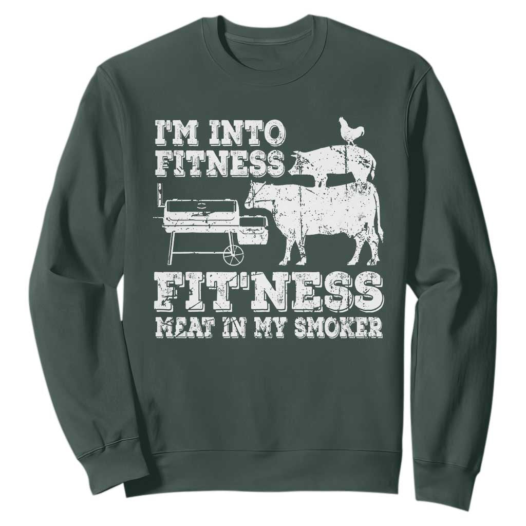 Funny BBQ Sweatshirt Meat Smoking Barbeque Griller Grilling Gifts TS10 Dark Forest Green Print Your Wear