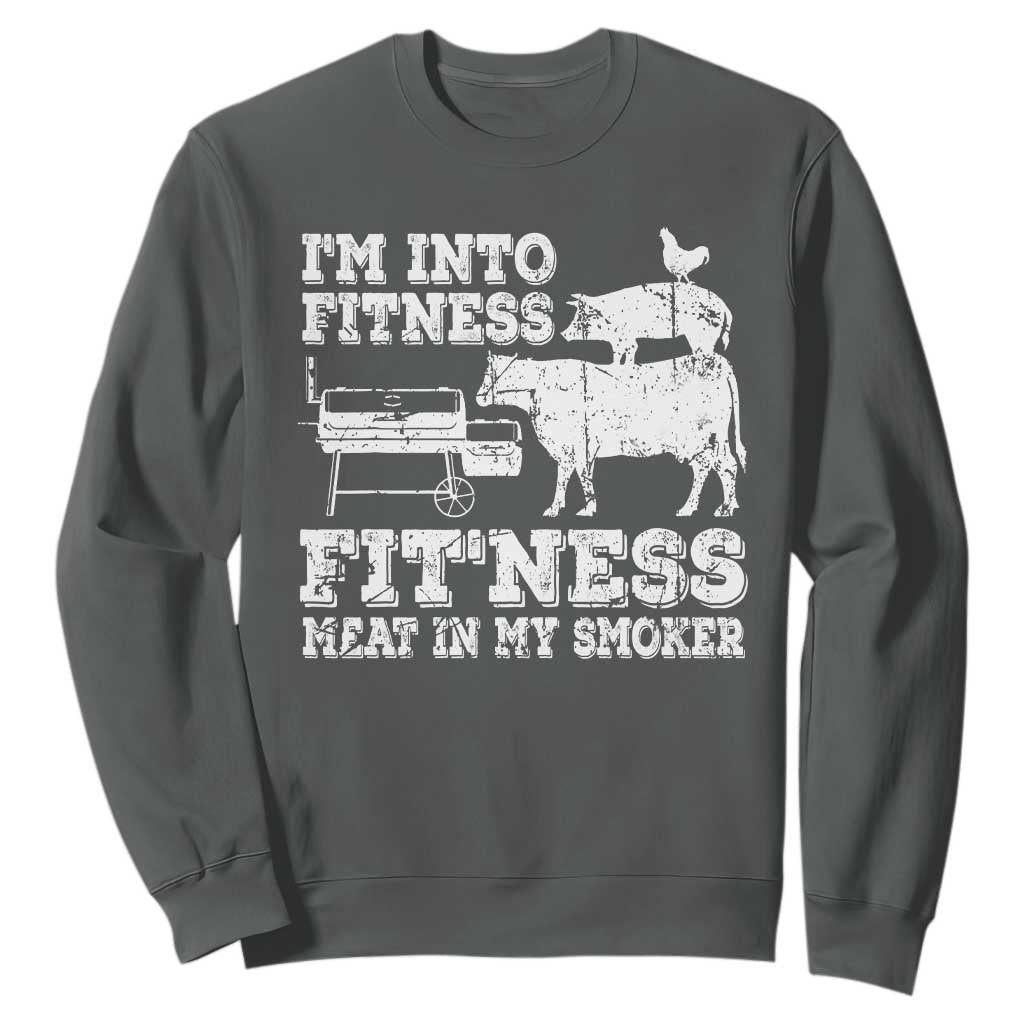 Funny BBQ Sweatshirt Meat Smoking Barbeque Griller Grilling Gifts TS10 Dark Heather Print Your Wear
