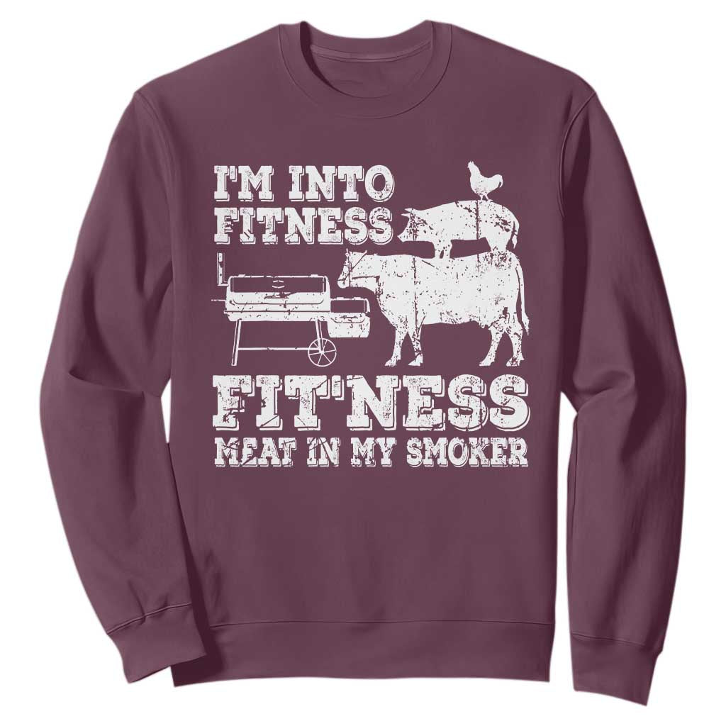 Funny BBQ Sweatshirt Meat Smoking Barbeque Griller Grilling Gifts TS10 Maroon Print Your Wear