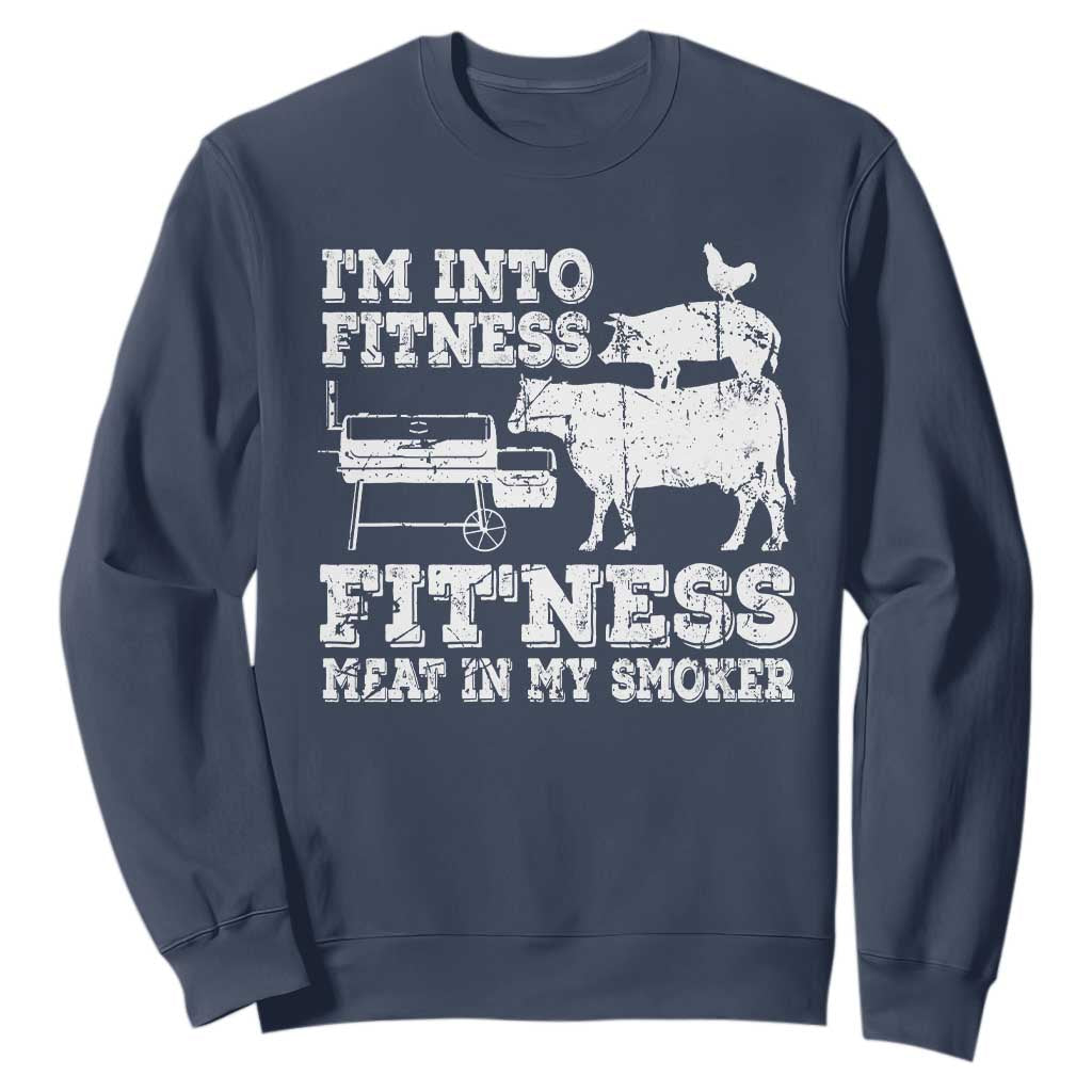Funny BBQ Sweatshirt Meat Smoking Barbeque Griller Grilling Gifts TS10 Navy Print Your Wear