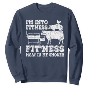 Funny BBQ Sweatshirt Meat Smoking Barbeque Griller Grilling Gifts TS10 Navy Print Your Wear