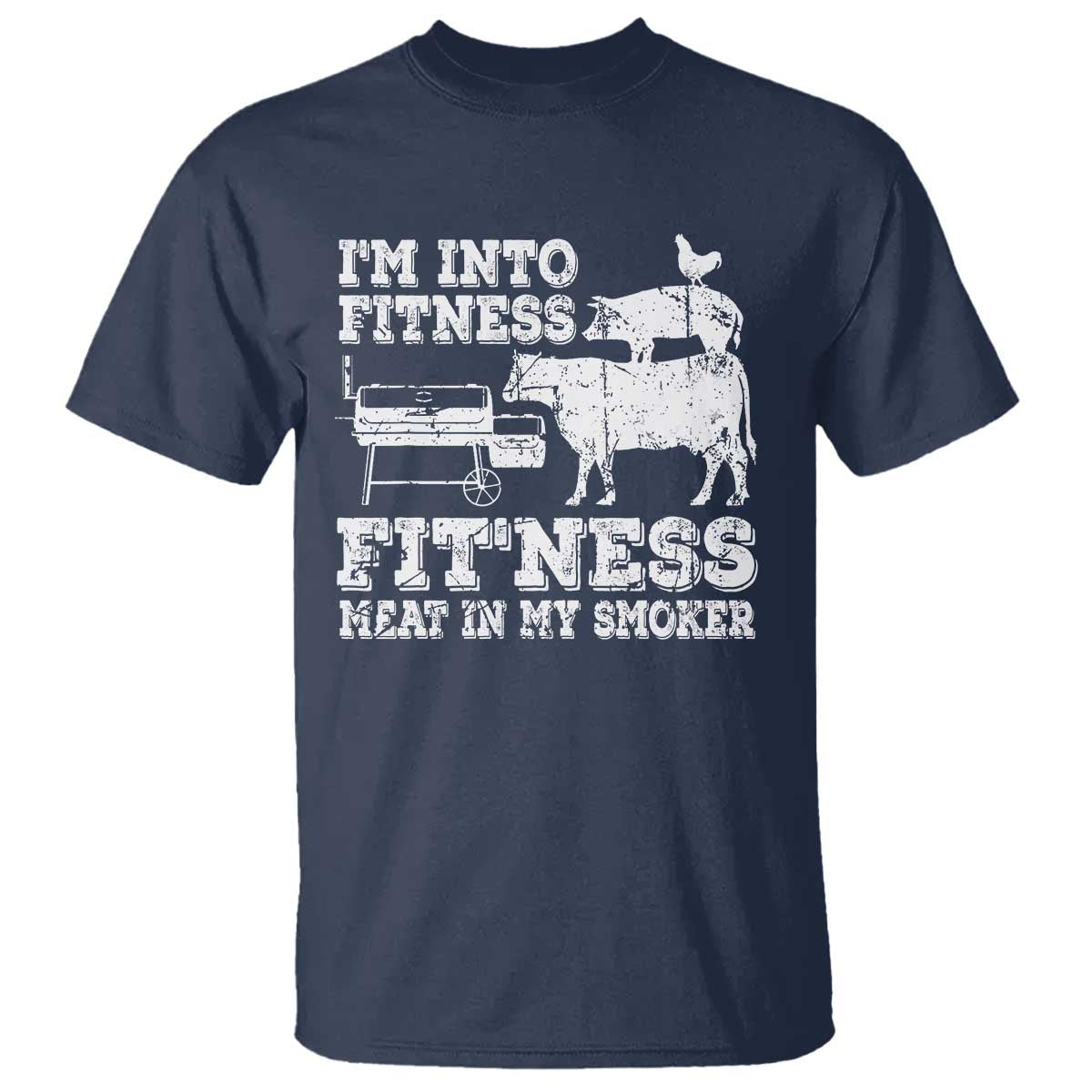 Funny BBQ T Shirt Meat Smoking Barbeque Griller Grilling Gifts TS10 Navy Print Your Wear