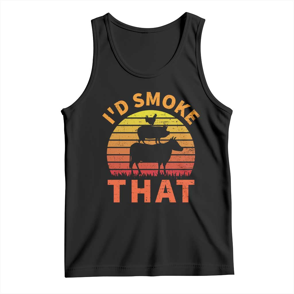 Funny BBQ Tank Top I'd Smoke That Barbecue Retro Grilling Gifts TS10 Black Print Your Wear