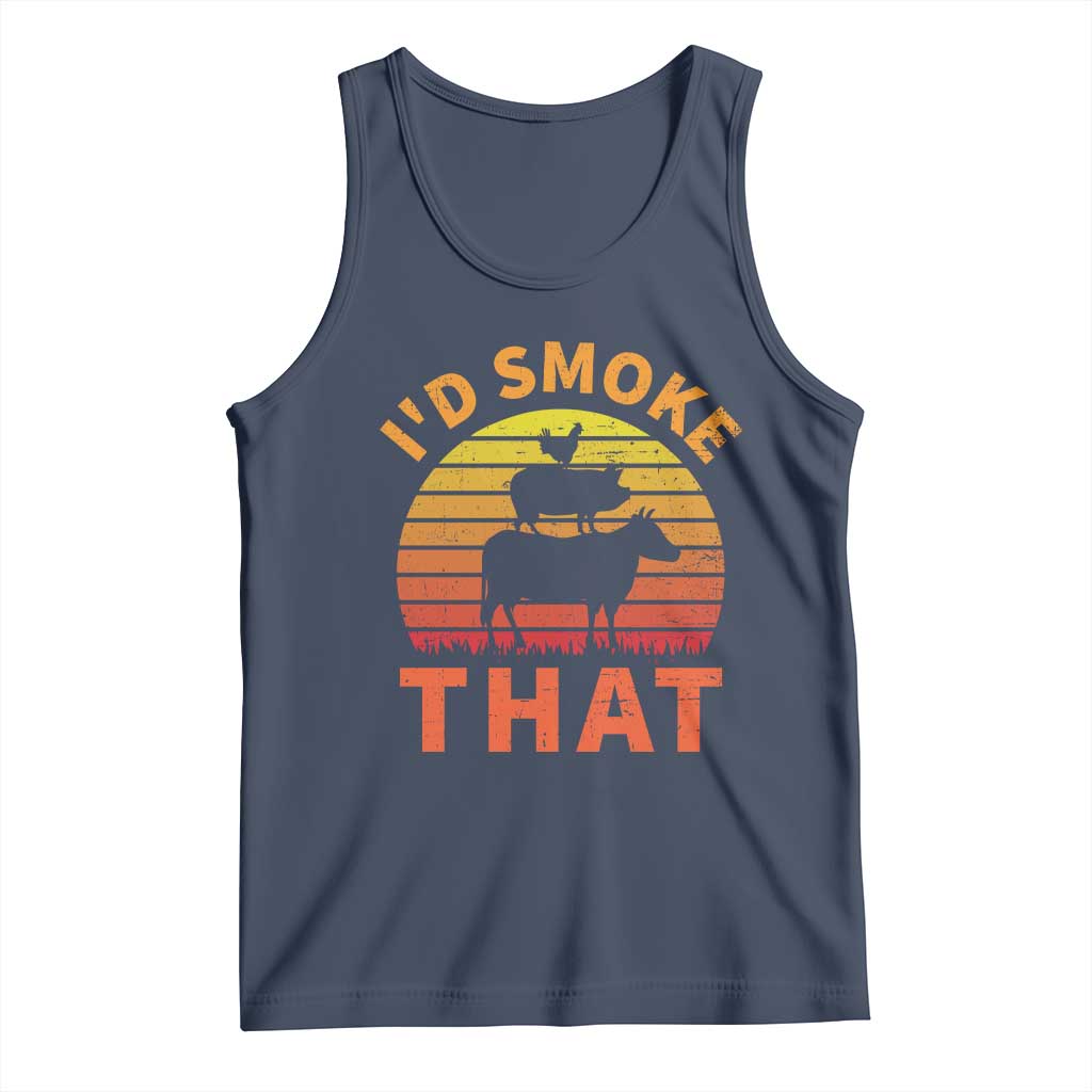 Funny BBQ Tank Top I'd Smoke That Barbecue Retro Grilling Gifts TS10 Navy Print Your Wear