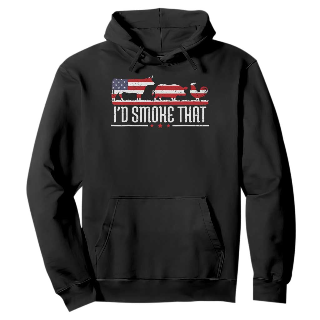 BBQ Hoodie 4th July I'd Smoke That Patriot Barbeque Cook Chef TS10 Black Print Your Wear