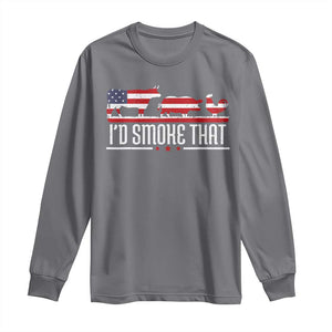 BBQ Long Sleeve Shirt 4th July I'd Smoke That Patriot Barbeque Cook Chef TS10 Charcoal Print Your Wear