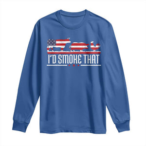 BBQ Long Sleeve Shirt 4th July I'd Smoke That Patriot Barbeque Cook Chef TS10 Royal Blue Print Your Wear