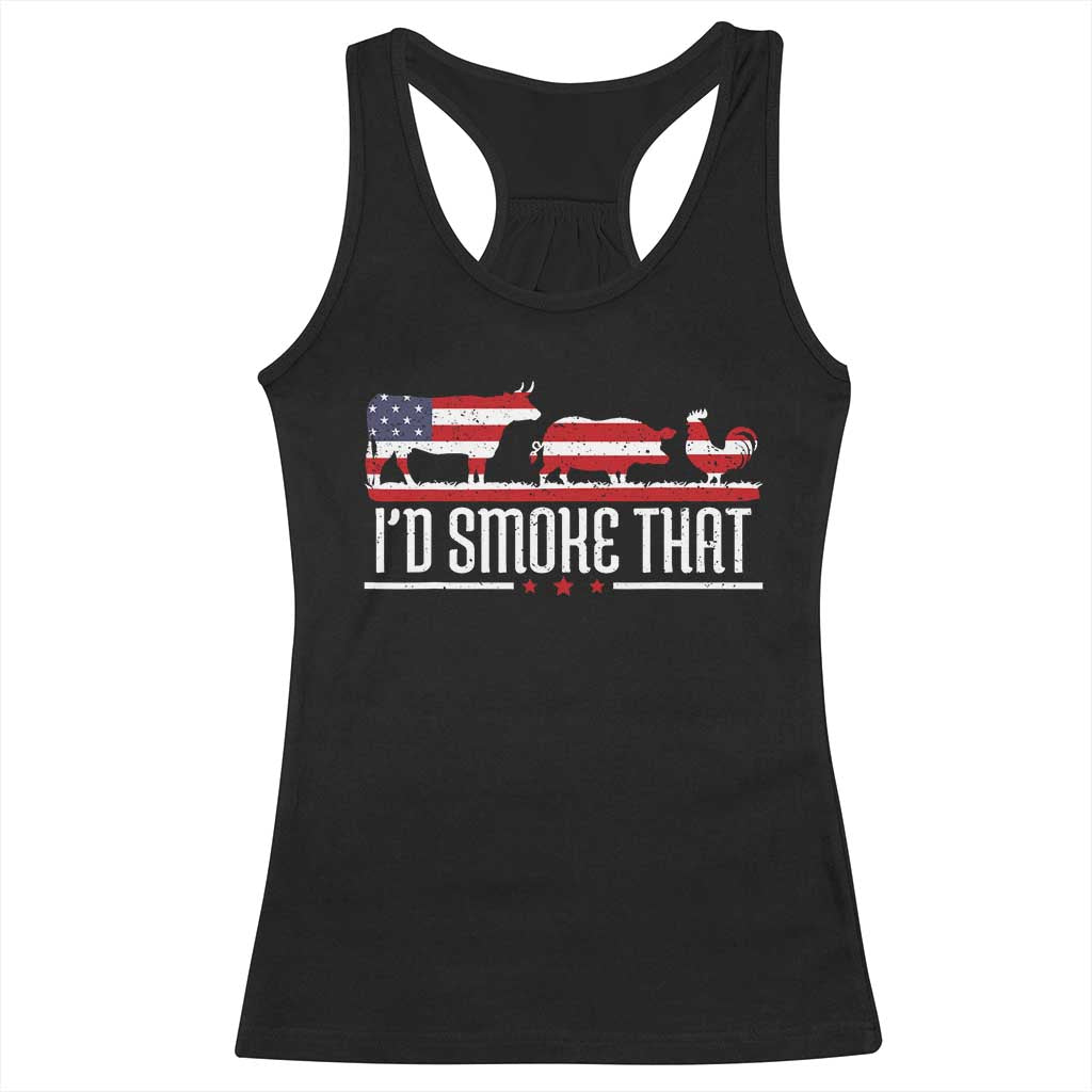 BBQ Racerback Tank Top 4th July I'd Smoke That Patriot Barbeque Cook Chef TS10 Black Print Your Wear