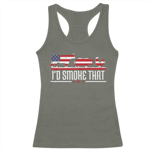 BBQ Racerback Tank Top 4th July I'd Smoke That Patriot Barbeque Cook Chef TS10 Military Green Print Your Wear