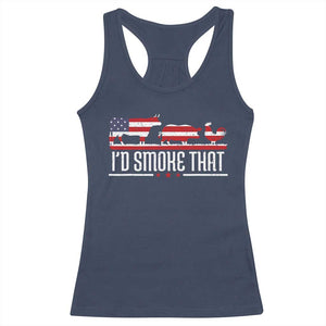 BBQ Racerback Tank Top 4th July I'd Smoke That Patriot Barbeque Cook Chef TS10 Navy Print Your Wear