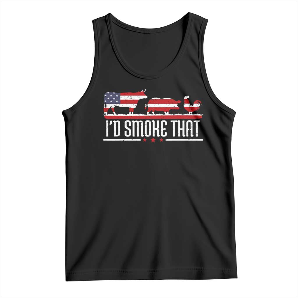 BBQ Tank Top 4th July I'd Smoke That Patriot Barbeque Cook Chef TS10 Black Print Your Wear