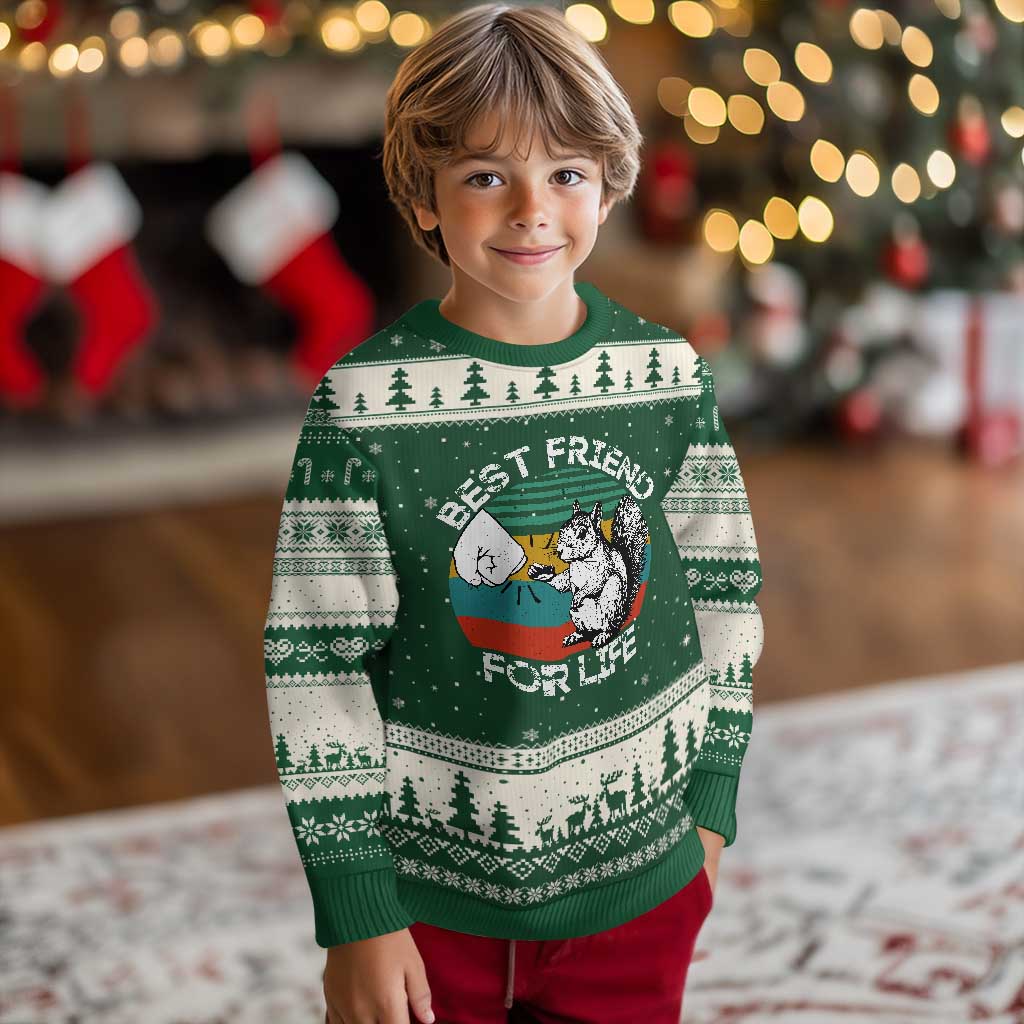 Squirrel Lover Ugly Christmas Sweater Funny Vintage Squirrel Gift Best Friend For Life TS10 Forest Green Beige Print Your Wear