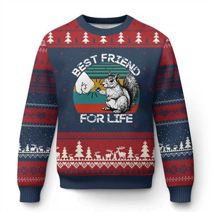 Squirrel Lover Ugly Christmas Sweater Funny Vintage Squirrel Gift Best Friend For Life TS10 Navy Red Print Your Wear