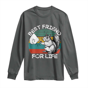 Squirrel Lover Long Sleeve Shirt Funny Vintage Squirrel Gift Best Friend For Life TS10 Dark Heather Print Your Wear