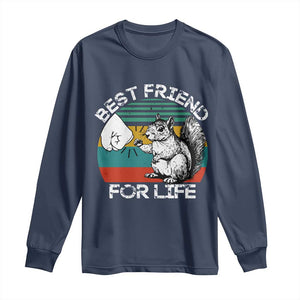 Squirrel Lover Long Sleeve Shirt Funny Vintage Squirrel Gift Best Friend For Life TS10 Navy Print Your Wear