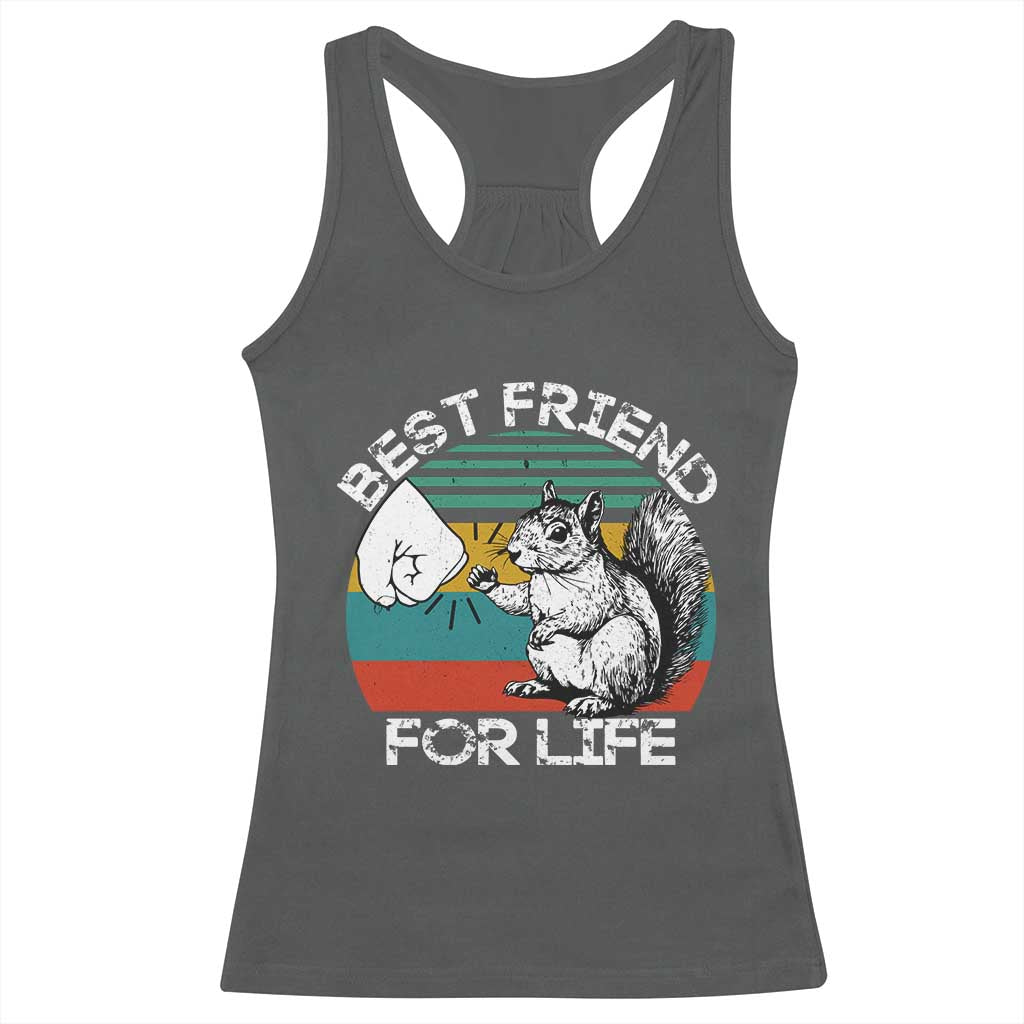 Squirrel Lover Racerback Tank Top Funny Vintage Squirrel Gift Best Friend For Life TS10 Dark Heather Print Your Wear