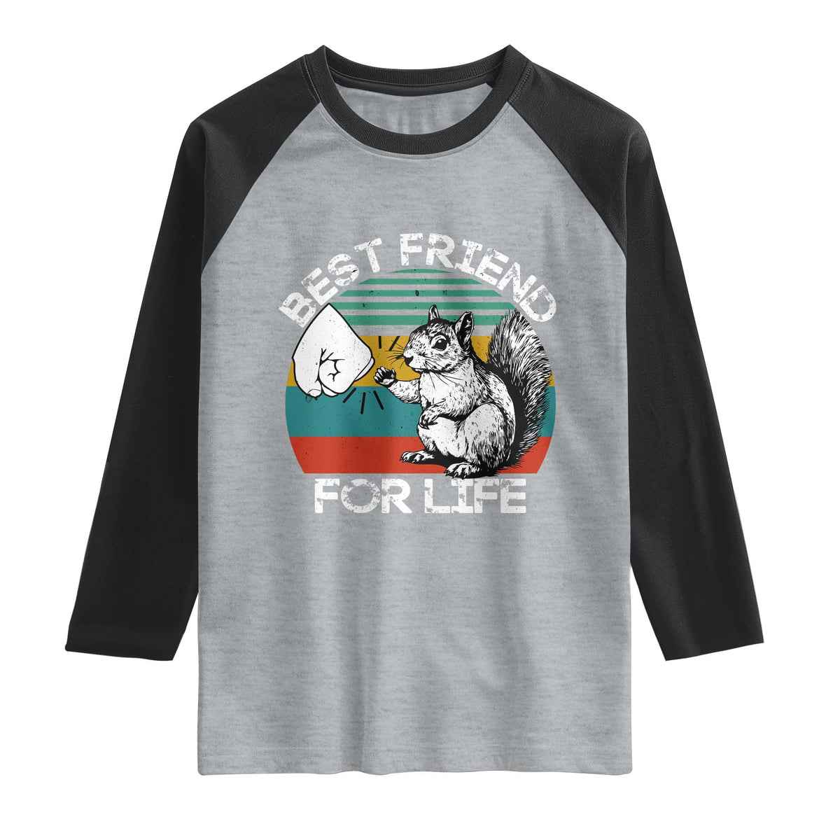 Squirrel Lover Raglan Shirt Funny Vintage Squirrel Gift Best Friend For Life TS10 Heather Gray Black Print Your Wear