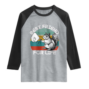 Squirrel Lover Raglan Shirt Funny Vintage Squirrel Gift Best Friend For Life TS10 Heather Gray Black Print Your Wear