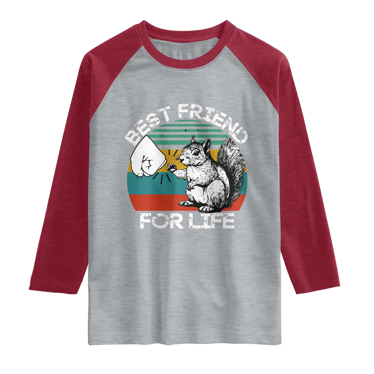 Squirrel Lover Raglan Shirt Funny Vintage Squirrel Gift Best Friend For Life TS10 Heather Gray Heather Red Print Your Wear