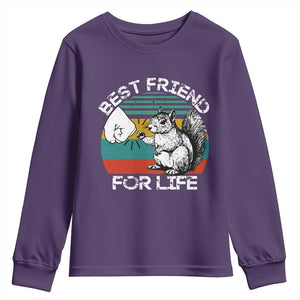 Squirrel Lover Youth Sweatshirt Funny Vintage Squirrel Gift Best Friend For Life TS10 Purple Print Your Wear